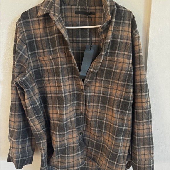 Jenni Kayne Tops - Jenni Kayne Brown and Gray Plaid Casual Shirt